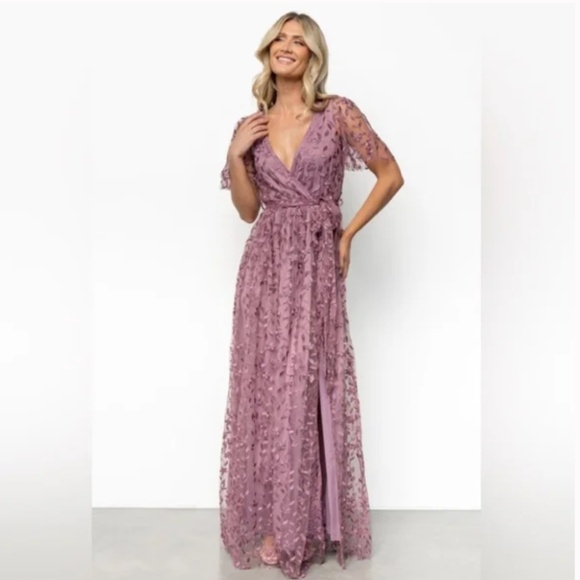 Baltic Born Marseille Lavender Embossed Embroidered Maxi Dress Nwt XL - Picture 1 of 7